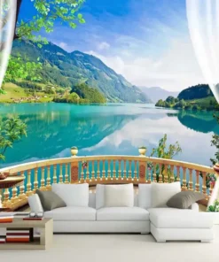 Tranh Dán Tường 3D Khổ Lớn Theo Yêu Cầu, Nhìn Ra Ban Công